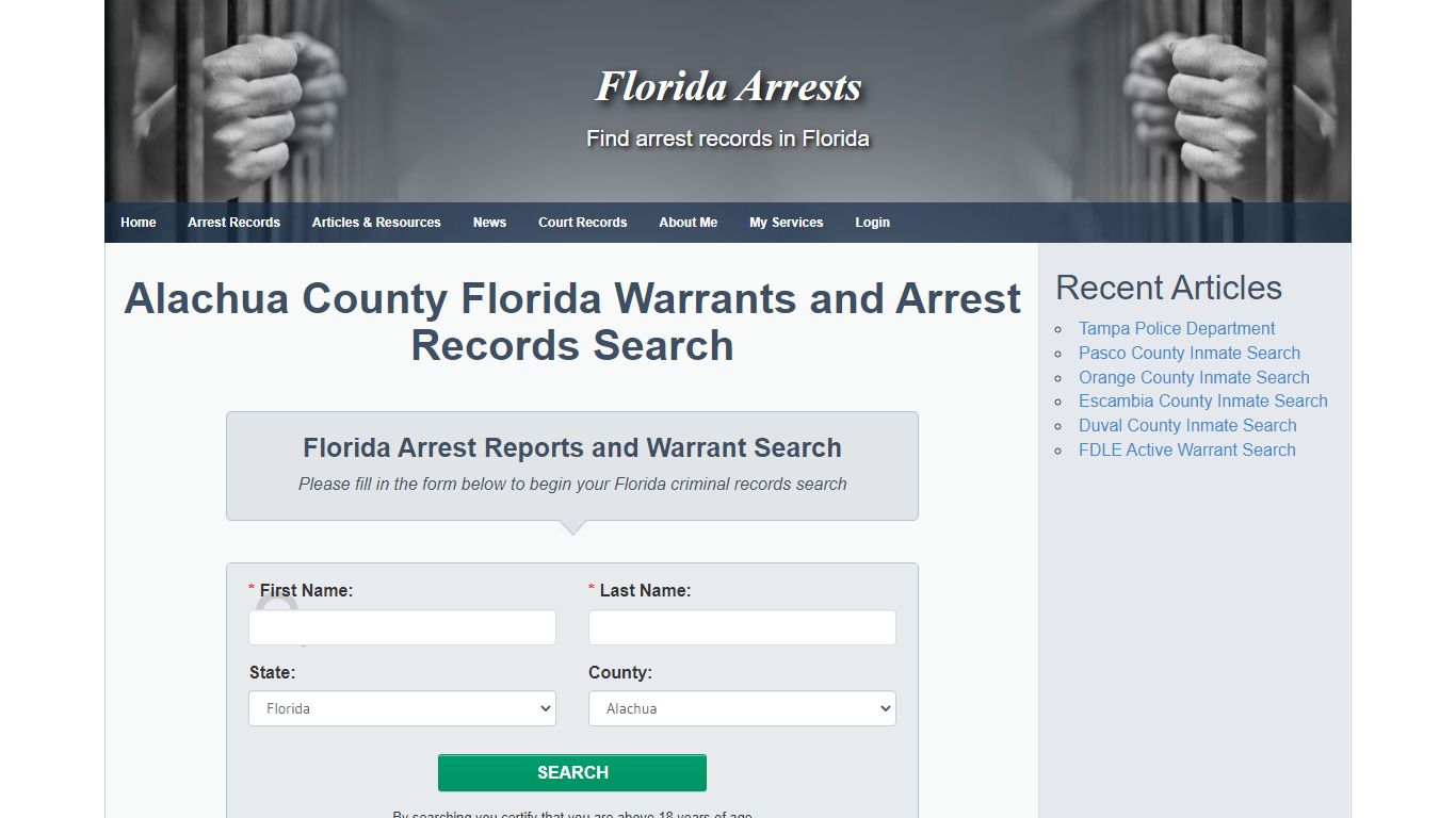 Alachua County Florida Warrants and Arrest Records Search ...